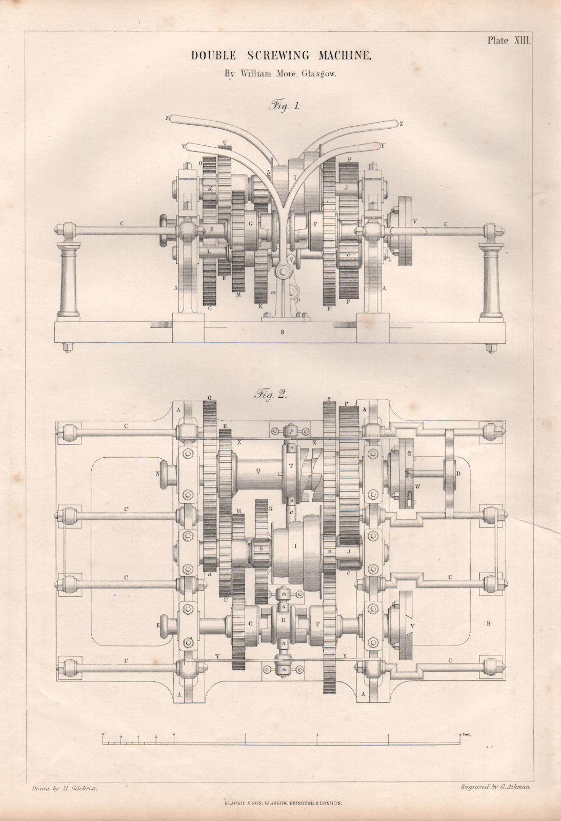 VICTORIAN ENGINEERING DRAWING. Double screwing machine. William More (1) 1847